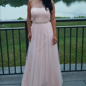 Bill Levkoff one shoulder tulle bridesmaid dress